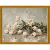 SA349-WHITE TULIPS Hand framed in a transitional gold frame. Finished Size: W 13.25 in x H 10.25 in