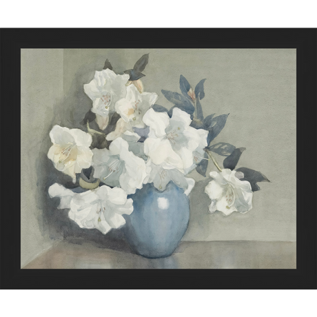 WHITE FLOWERS IN BLUE VASE - Kings Fine Art & Decor