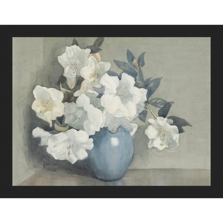WHITE FLOWERS IN BLUE VASE - Kings Fine Art & Decor