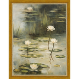 SA351-LOTUS FLOWERS Hand framed in a transitional gold frame. Finished Size: W 10.25 in x H 13.25 in