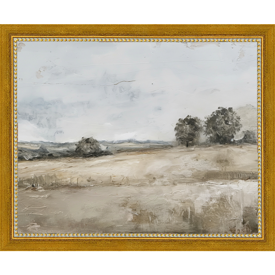 SA354-PRAIRIE LANDSCAPE Hand framed in a transitional gold frame. Finished Size: W 11.25 in x H 9.25 in