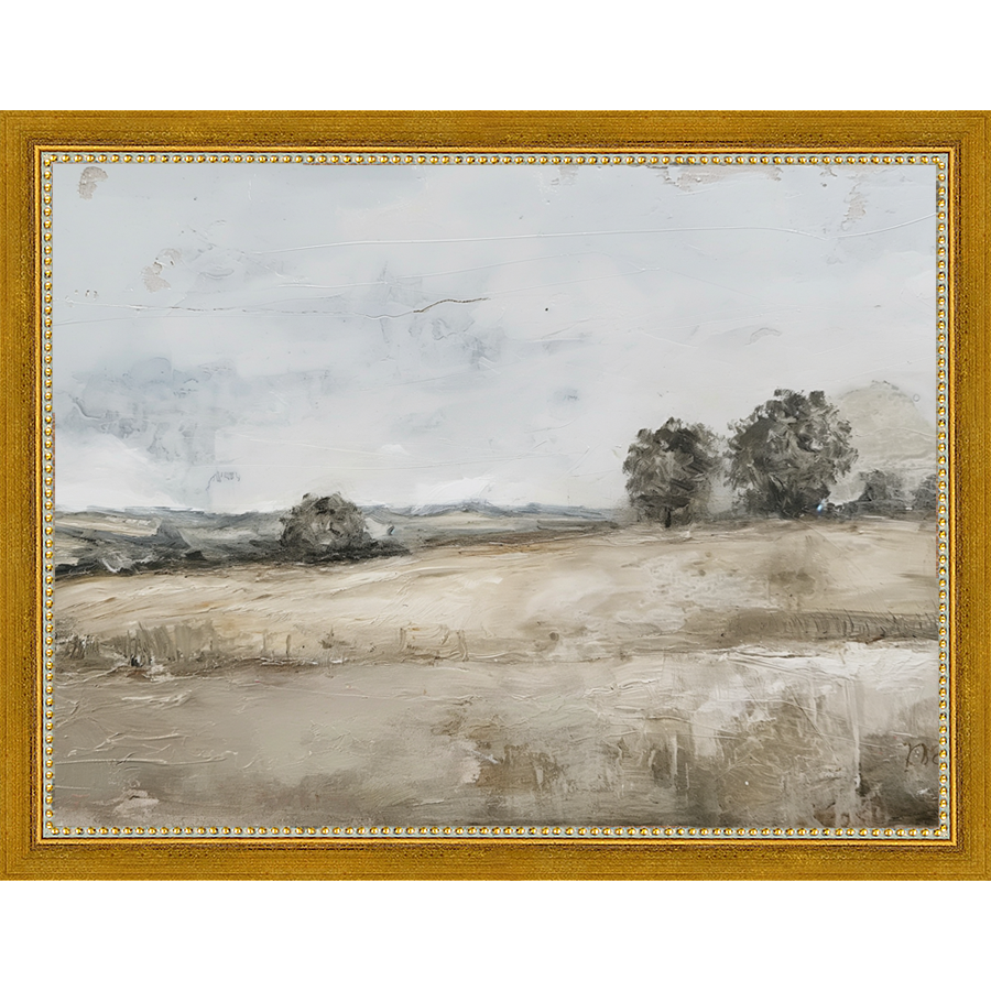 SA354-PRAIRIE LANDSCAPE Hand framed in a transitional gold frame. Finished Size: W 13.25 in x H 10.25 in