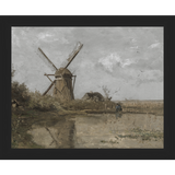 SA355-WINDMILL Hand framed in a matte black frame. Finished Size: W 11.25 in x H 9.25 in