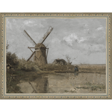 SA355-WINDMILL Hand framed in an ornate dark silver frame. Finished Size: W 13.25 in x H 10.25 in