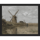 SA355-WINDMILL Hand framed in a matte black frame. Finished Size: W 15.25 in x H 12.25 in