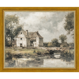 SA356-WHITE COTTAGE Hand framed in a transitional gold frame. Finished Size: W 11.25 in x H 9.25 in