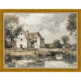 SA356-WHITE COTTAGE Hand framed in a transitional gold frame. Finished Size: W 13.25 in x H 10.25 in