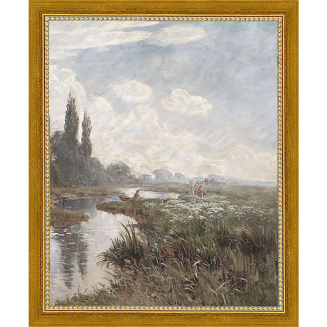 SA357-RIVERSIDE Hand framed in a transitional gold frame. Finished Size: W 9.25 in x H 11.25 in