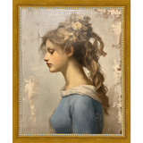 SA358-MAIDEN IN BLUE Hand framed in a transitional gold frame. Finished Size: W 9.25 in x H 11.25 in