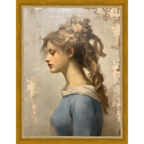 SA358-MAIDEN IN BLUE Hand framed in a transitional gold frame. Finished Size: W 10.25 in x H 13.25 in