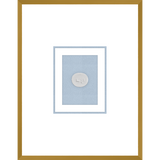 NG002-CHARIOT Shadow Box framed in an antiqued gold frame on a fountain blue mat. Finished Size: W 18.00 in x H 23.00 in