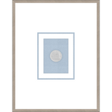 NG003-COLISEUM Shadow Box framed in an antiqued silver frame on a fountain blue mat. Finished Size: W 18.00 in x H 23.00 in