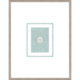 NG010-MEDUSA LEFT FACING Shadow Box framed in an antiqued silver frame on a green hemp mat. Finished Size: W 18.00 in x H 23.00 in