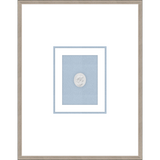 NG010-MEDUSA LEFT FACING Shadow Box framed in an antiqued silver frame on a fountain blue mat. Finished Size: W 18.00 in x H 23.00 in