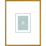 NG010-MEDUSA LEFT FACING Shadow Box framed in an antiqued gold frame on a green hemp mat. Finished Size: W 18.00 in x H 23.00 in