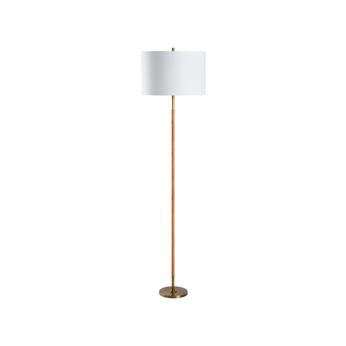 Amelia Rattan Floor Lamp - Aged Brass