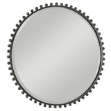 Taza Round Mirror, Distressed Black