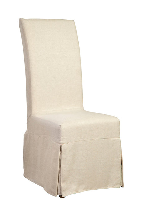 Linen Floor Length Slip Covered Parsons Chair - Kings Fine Art & Decor