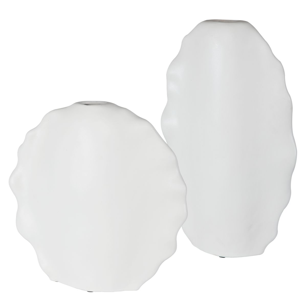 Ruffled Feathers Outdoor Vases, White, S/2