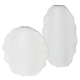 Ruffled Feathers Outdoor Vases, White, S/2