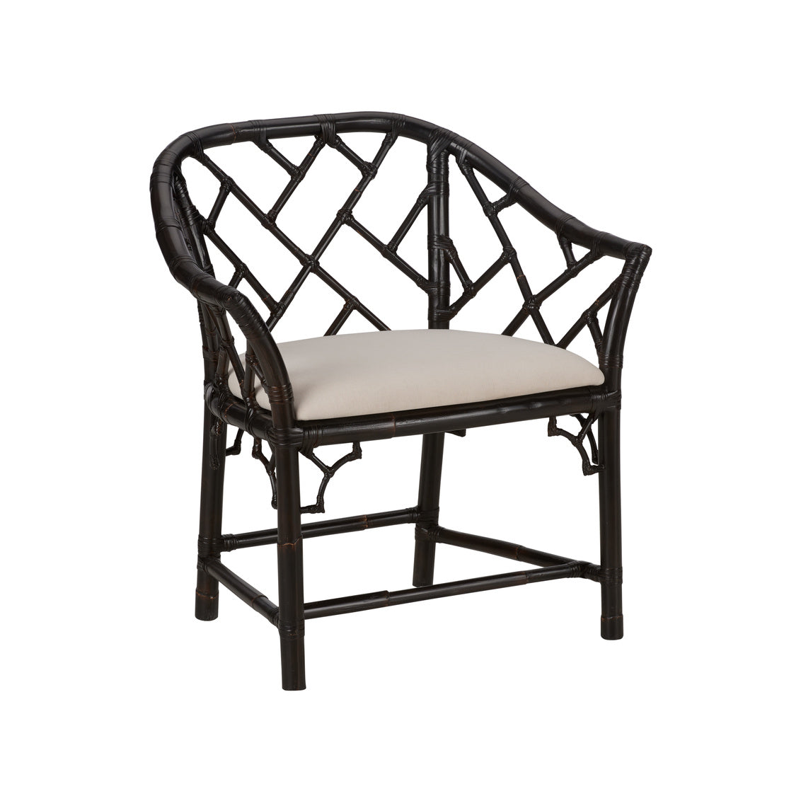 Chippendale Bamboo Arm Chair - Cracked Pepper