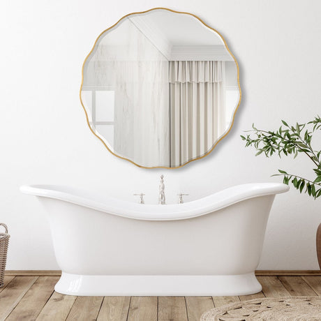 Aneta Large Round Mirror, Gold