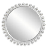 Cyra Wood Round Mirror, Aged Ivory - Kings Fine Art & Decor