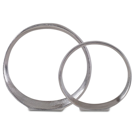 Orbits Ring Sculptures, Nickel, S/2 - Kings Fine Art & Decor