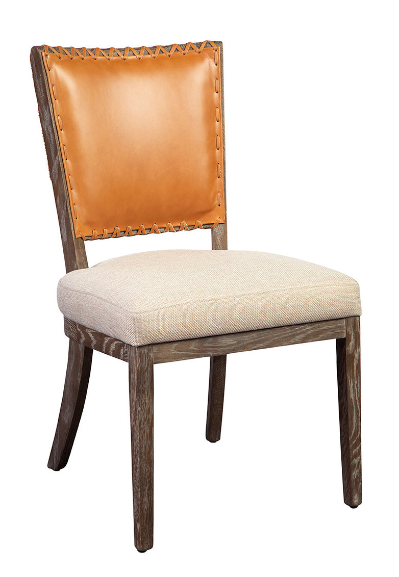 Lina Leather and Linen Chair - Kings Fine Art & Decor
