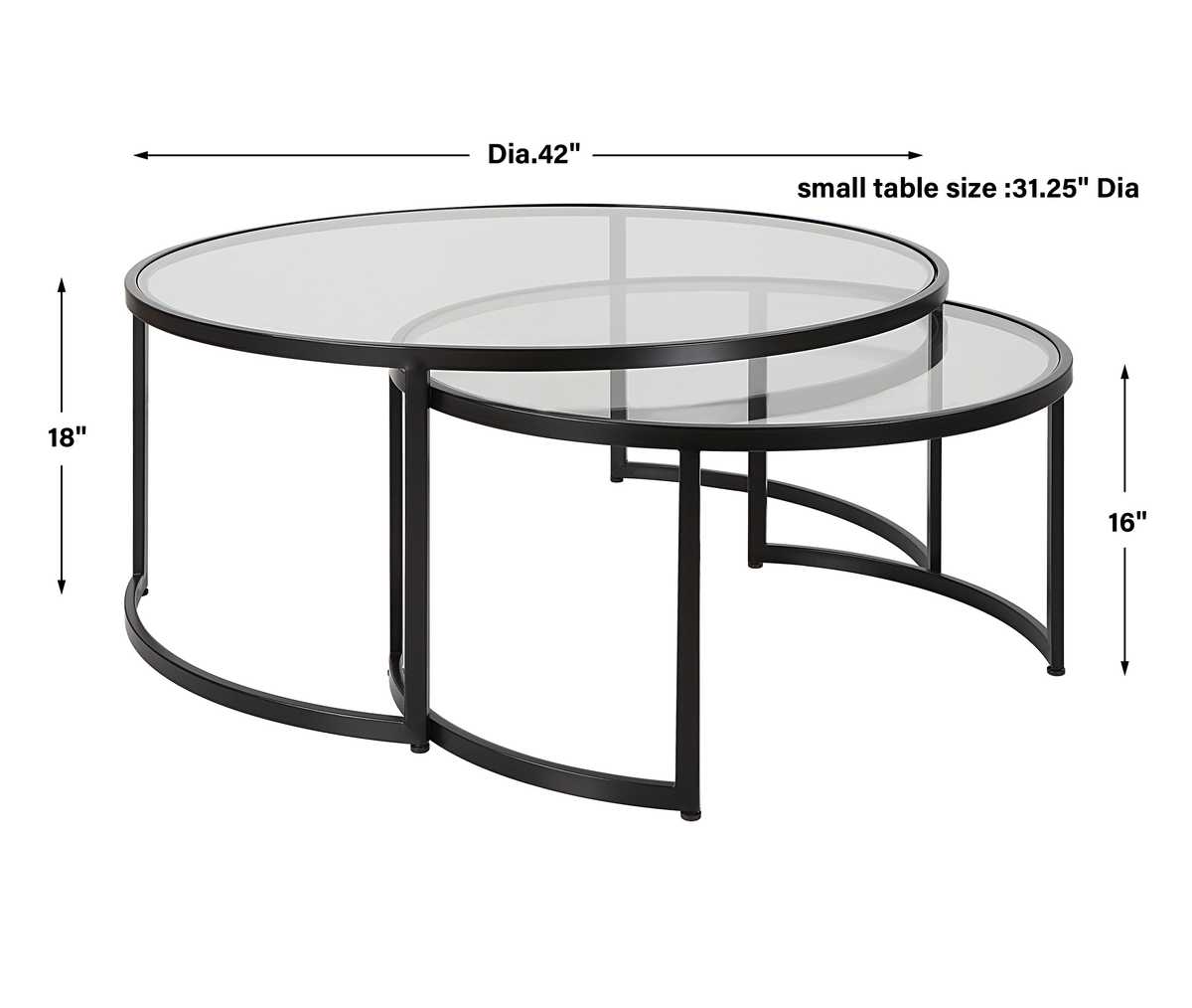 Rhea Nesting Coffee Tables, Black, S/2