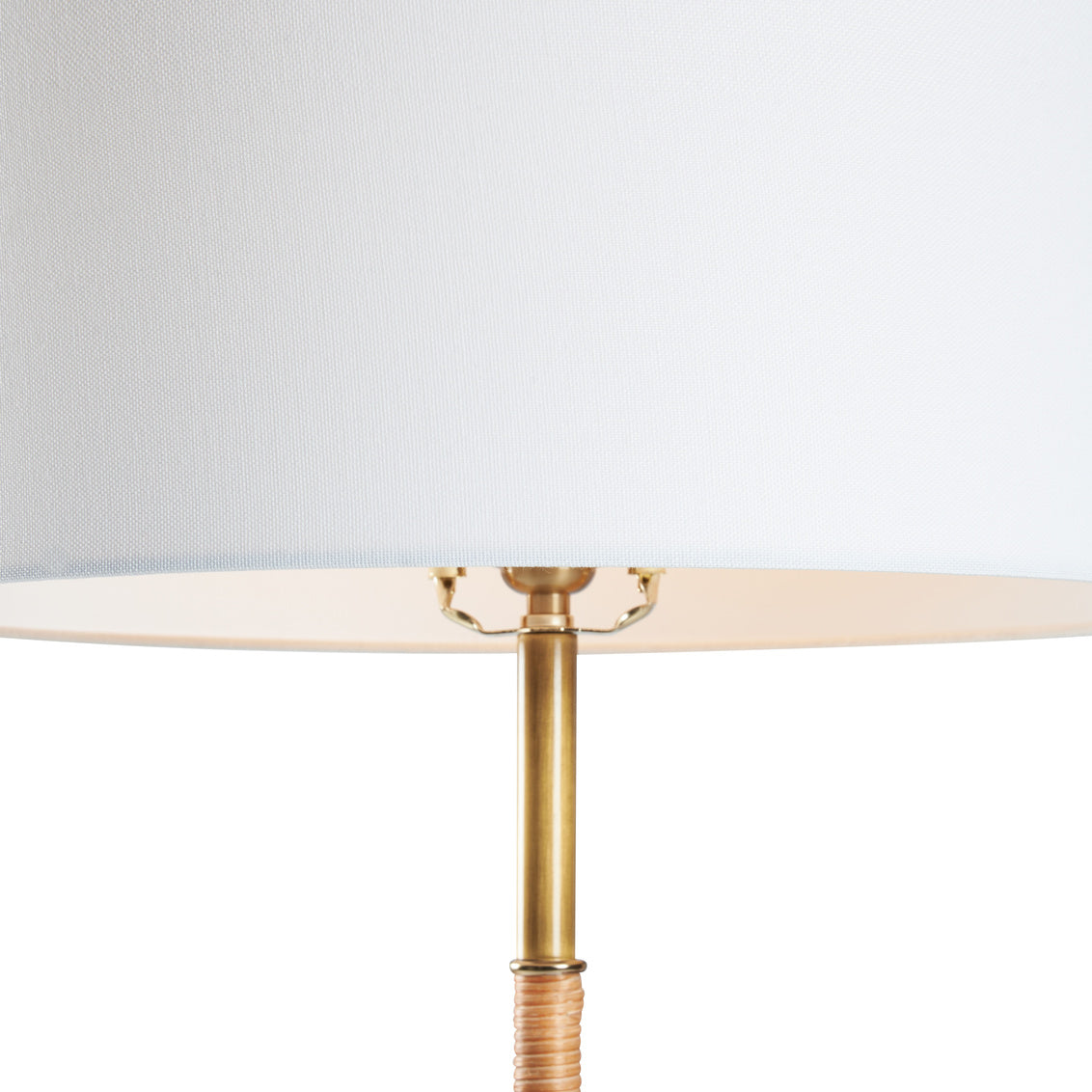 Amelia Rattan Floor Lamp - Aged Brass