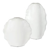 Ruffled Feathers Outdoor Vases, White, S/2 - Kings Fine Art & Decor