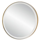 Crofton Lighted Round Mirror, Brass