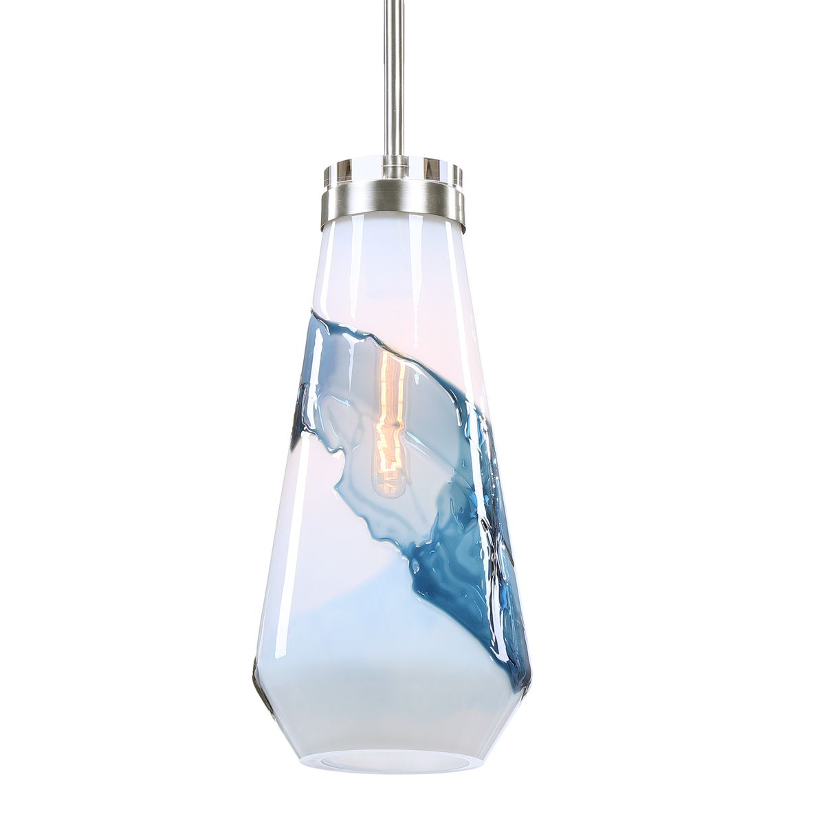 Windswept Blue & White, 1 Lt Mini Pendant