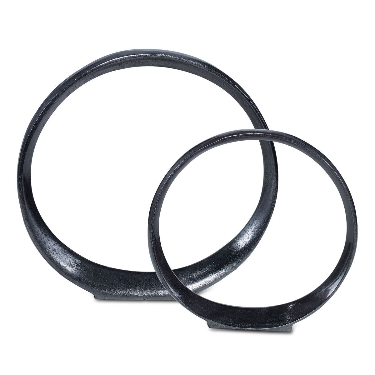 Orbits Ring Sculptures, Black Nickel, S/2 - Kings Fine Art & Decor