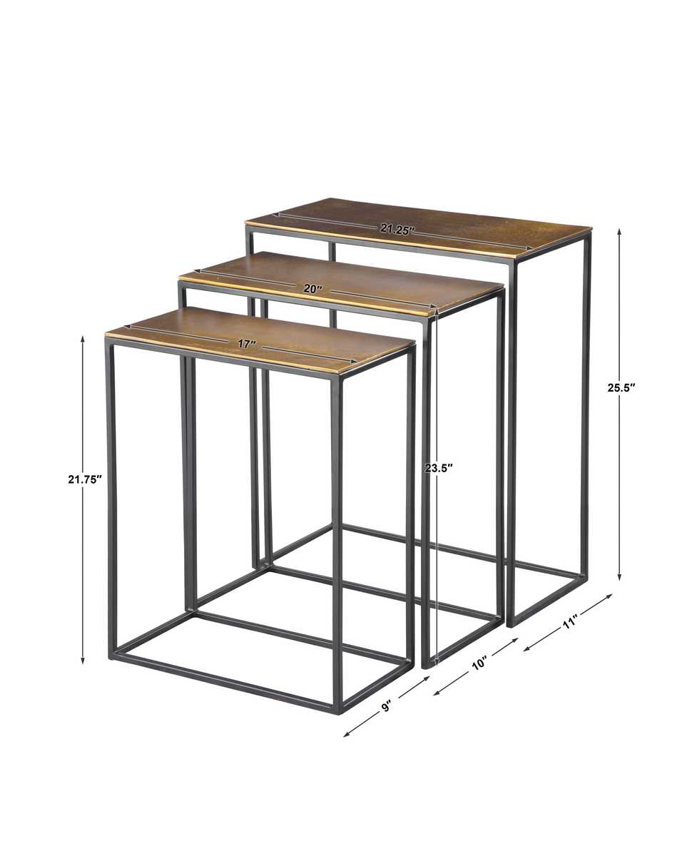Coreene Nesting Tables, Gold, S/3