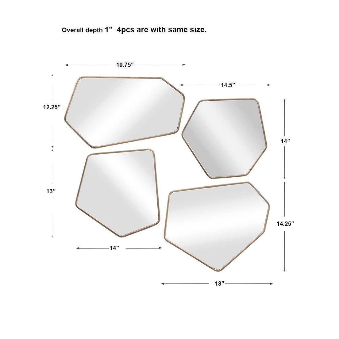Linneah Mirrors, Gold, S/4