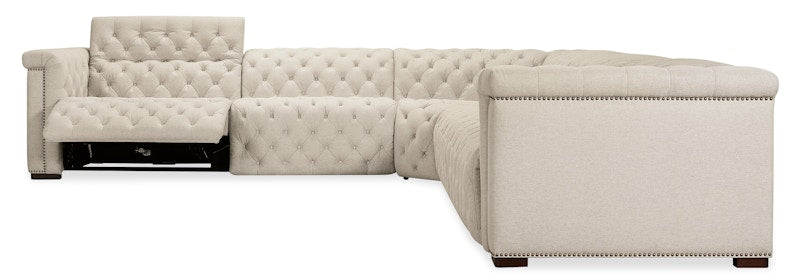 Hooker Furniture Savion Deux 5 Seat Sectional with Three Power Recliners and Six Power Headrests SS435-5PC3-414