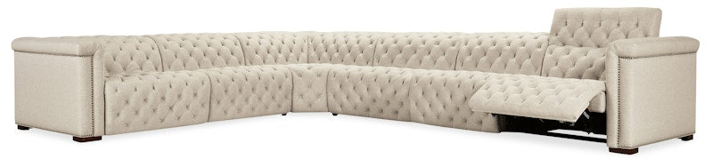 Hooker Furniture Savion Deux 6 Seat Sectional with Three Power Recliners and Seven Power Headrests SS435-6PC3-414
