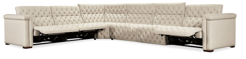 Hooker Furniture Savion Deux 6 Seat Sectional with Four Power Recliners and Seven Power Headrests SS435-6PC4-414
