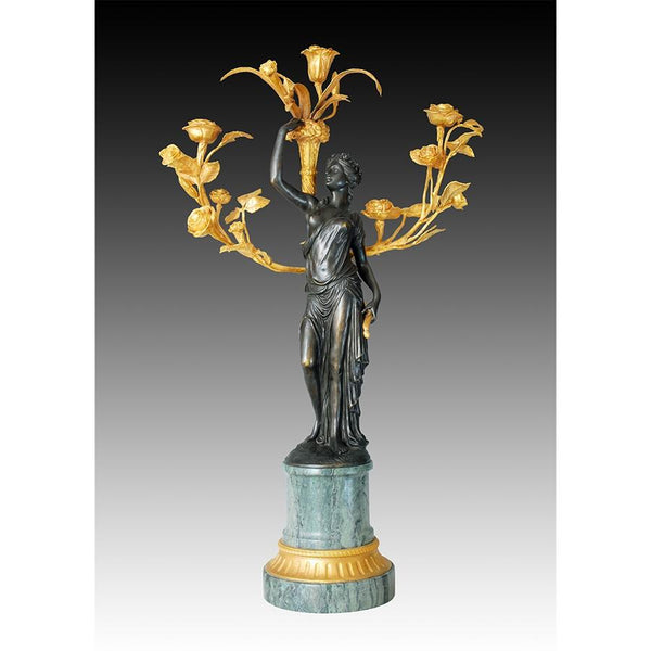 BZ710301  Lady Candelabra with Bronze, Gilt and Marble