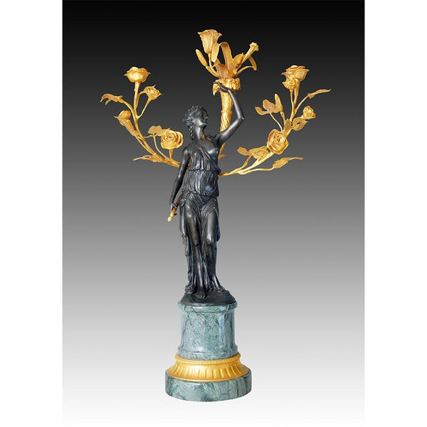 BZ710301  Lady Candelabra with Bronze, Gilt and Marble