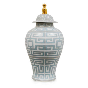 7113-2249-24GY PC730401 Hand-Painted Porcelain Jar & Lid with Geometric Design in Grey (24H X 12Dia)