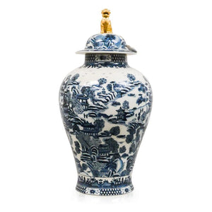 7113-2249-24BLW PC730501 Hand-Painted Porcelain Jar with Blue & White Design (24H X 12Dia)