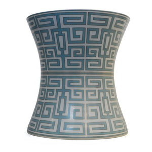 7113-363-22GY PC730602 Hand-Painted Porcelain Garden Stool withGeometric Design in Grey (22H X 20Dia)