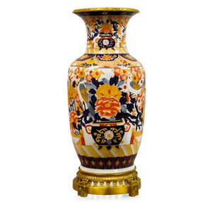 7113-4096-24IM PC730801 Hand-Painted Porcelain Vase with Imari Design (27H X 11Dia)