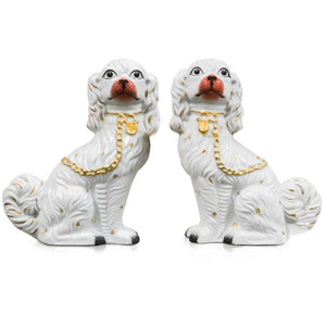 7113-7101P-10W PC731001 Pair of Hand-Painted Porcelain Dogs (8L X 4W X 10H)