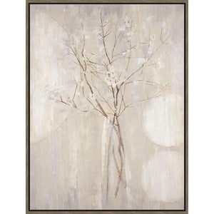FG3037C01 Giclée on Matte Canvas, framed Floating in a Contemporary Silver Floater Frame #7662. This frame has a 2in profile in black. Finished Size: W 38.00 in x H 50.00 in