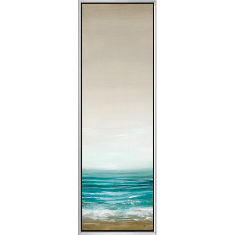 FG3066C01 Giclée on Matte Canvas, framed Floating in a Contemporary Silver Floater Frame #7662. This frame has a 2in profile in black. Finished Size: W 14.00 in x H 38.00 in