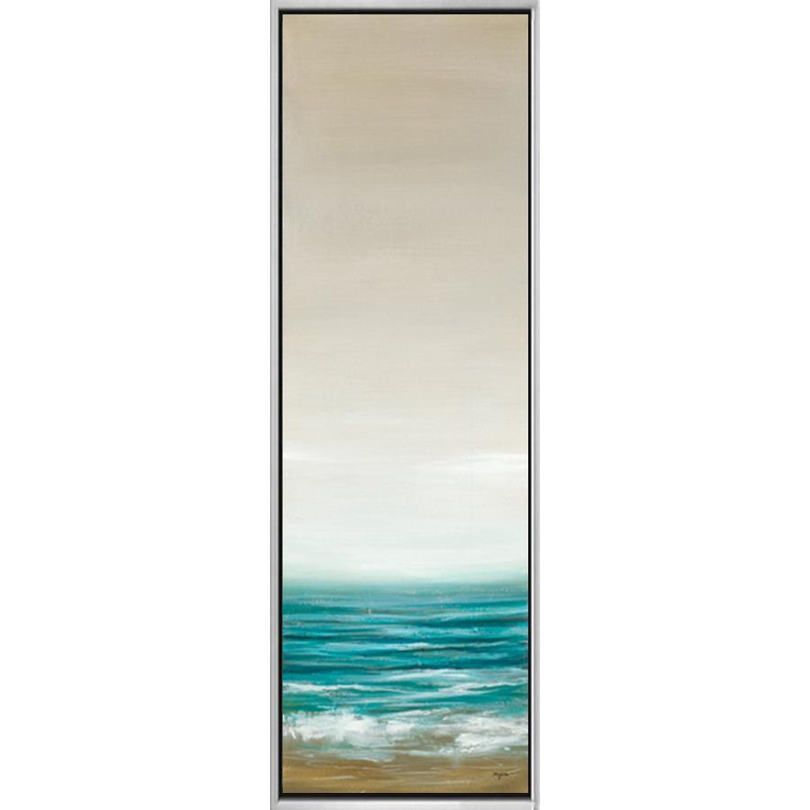 FG3066C02 Giclée on Matte Canvas, framed Floating in a Contemporary Silver Floater Frame #7662. This frame has a 2in profile in black. Finished Size: W 14.00 in x H 38.00 in